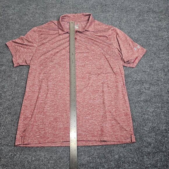 UNDER ARMOUR LOOSE HEAT GEAR XL Men S/S Poly Spandex Golf Shirt Red embroidered - Picture 8 of 9